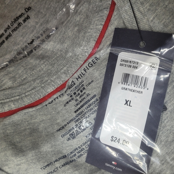 Tommy Hilfiger Mens Tshirts Core Flag Crew-neck Gray Heathered New W Tags - Picture 4 of 7